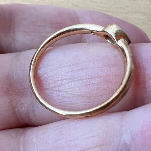 VINTAGE 14K YELLOW GOLD PEAR CUT BLUE TOPAZ DIAMOND BAND RING STACKABLE SLEEK - Picture 4 of 16